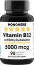 MONOHERB Vitamin B12 Methylkobalamin 5000 mcg - 90 Vegetariánských kapslí - B12 Methyl