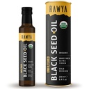 RAWYA Black Seed Oil - Nefiltrovaný - Full Spectrum - 8.4 fl oz -Organic Cold-Pressed, Nigella Sativa - USDA Organic - Přírodní doplněk - Black Cumin Seed Oil - Silný Flavor & Vysoká koncentrace - Skleněná láhev