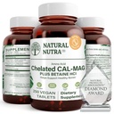 Přírodní Nutra Chelated vápník Magnesium 1000 / 500 mg doplňky Plus Betaine HCL - Chelated Cal Mag zlepšuje hustotu kostí, podporuje svalovinu, zuby, kardiovaskulární & Nerve zdraví, 250 Vegan tablety