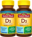 Nature Made Maximum Strength Vitamin D3 10000 IU (250 mcg), dodatek stravy pro kosti, zuby, svalovou a imunitní podporu zdraví, 60 Softgels, 60 Day Supply - Balení 2