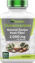 Tnvitamíny Glucomannan Kapsle 2000 MG - 250 Počet 124; Přírodní Konjac Root Fiber Extract Extract Supplement CU124; Soluble, dietní, & Digestive Fiber Pills CU124; Vyrobeno v USA CU124; Non- GMO & gluten zdarma