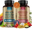 All in One Vitality Bundle - Shilajit Pure Himalayan Organic & Berberine HCl Complex - Sea Moss, Ashwagandha, Resveratrol, Alpha Lipoic Acid, Quercetin - Non- GMO, Gluten- free, Vegan dodatek