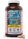 Yerba Prima Prebiotic Colon Care Capsules, 400 Caps - Pět forem Fiber Plus FOS Pre-biotika - Dietní doplněk zdraví - Zdravá rozpustná a nerozpustná vlákna pro regulaci a stravitelnou podporu