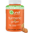 Qunol Turmeric a Ginger Gummies - Příplatek za společnou podporu s ultra vysokou absorpcí, 90 hrabě Vegan a gluten Free Gummies