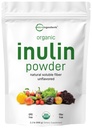 Mikro ingredience Organic Inulin FOS Fiber Powder, 2.2 lb IB 124; Quick Water- Soluble Prebiotic for Intestinal & Colon Health C124; Natural Fiber for Smoothies & Drinks C124; Vegan Friendly