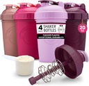 GOMOYO [4-Pack] 20-Ounce Shaker Lahvička 124; Protein Shaker Lahvička s Action-Rod Wire Mixer 124; Shaker Cupy jsou BPA zdarma a myčka nádobí Bezpečné 124; Rose, Plum, Malina, & Lavender