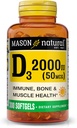 MASON NATURAL Vitamin D3 2000 IU Ultra síla, podporuje hustotu kostí, sílu a imunitní zdraví, 300 Softgels