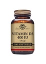 Solgar Vitamin D3 (Cholekalciferol) 10 MCG (400 IU), 100 Softgels - Pomáhá udržovat kosti a zuby - Podpora imunitního systému - Non- GMO, Lepek zdarma, mléčné zdarma - 100 Služeb