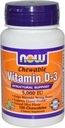 Nyní potraviny Vitamin D-3, 5000 IU, mátová příchuť120 Žvýkačky