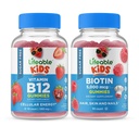 Živý cukr zdarma vitamín B12 Děti + Preciotické Vláknité děti, Gummies Bundle - Velký Ochutnávka, vitamin dodatek, gluten zdarma, GMO zdarma, Žvýkací žlab