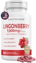 Lingonberry Powder 7500mg pro močový trakt, krevní oběh, Gut Health, Eye Health, Antioxidant Support - Čistá 5: 1 poměr & 180 Veggie Kapsle - Non- GMO, gluten- Free, Vegan- Friendly Dodatek
