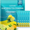 Electrolytes Powder Packets, 30 Sticks Hydration Packets Sugar Free, Electrolyte Drink Mix Přenosný Electrolyte Packets pro rychlou hydrataci, 0 Cukr & 0 Calorie, Lemonade Flavor