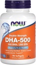 Nyní Potraviny doplňky, DHA-500 s 250 EPA, molekulárně destilované, podporuje zdraví mozku *, 90 Softgels