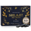 Čisté Shilajit Resin Dry Drops - vysoká účinnost, stupeň A, 100% Čisté s Fulvic kyseliny & 85 + Stopy Minerály pro lepší metabolismus a imunitní podporu 124; 60 Easy- to- Take tablety pro muže a ženy