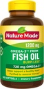 Burp- méně Fish Oil 1200 mg Jeden za den, 120 Softgels, Rybí olej Omega 3 dodatek pro srdeční zdraví