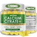 Citrát vápenatý Gummies 1200mg s vitaminem D3 K2, Žvýkací vápník doplňky pro ženy a muže, vysoce potentní podpora B0ne, Te * th, síla a imunitní zdraví, Mango Flavor, Non- GMO, cukr zdarma, 120 Cts