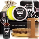 ABUDICS dárky pro muže, Beard Kit, Beard Grooming Kit w / Beard Oil Beard Ball Beard Brush Beard Comb Beard nůžky, dárky pro tátu Manžel Ho Boyfriend