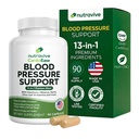 Nutravive Blood Pressure Supment - Přírodní srdce & Circulation Support with Hawthorn, Česnek, Olive Leaf, Hibiscus & B12 - USA Made, GMP Facility - 90 Kapsle