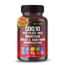Koenzym Q10 (Ubiquinon) Red Yeast Rice Hawthorn Omega 3 Vitamin C Niacin Zinek Vitamin K2- 150 Kapsle