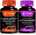 WELLNESS LABSRX Quercetin s Bromelain CLAN124; Přídavné kapsle Nattokinázy - 5000 FU - Enzymy z čistého japonského Natto Extract