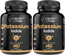 Dávka draslíku + jodidu (KI) Tablety - 130mg 140 Tablety - pro podporu štítné žlázy, buněčný metabolismus a rovnováhu elektrolytů - Non- GMO, Bezlepkové, GMP Certifikované, Balení 2