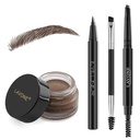 LAVONE Make-up Kit s Oční obočí razítko tužka, vodotěsný brow tužka & Pomade, Oční bulvy, Dual- koncové Oční obočí kartáč, tmavě hnědé