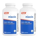 Rugby Niacin 500mg - doplněk vitaminu B3 pro muže a ženy - 1000 tablet (2- Pack)