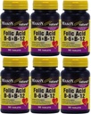 Mason Vitamíny Kyselina listová B-6 & B12 Heart Health Formule 90 Tablety na láhev Balení 6 Celkem 540 Tablety