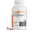 Vitamin B12 2500mcg Shot Of Energy Fast Disold Chewable Tablets - Rychlé uvolnění třešňové ochucené sublingvální B12 vitamín - podporuje nervový systém, zdravé funkce mozku výroba energie - 90 Počet
