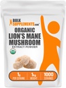 BulkSupplements.com Organic Lion 's Mane Houby Extract Powder - Lions Mane Supplement Powder, Superfood for Well- Being - Vegan, 1g per Serving, 1kg (2,2 lbs) (balení po 1)