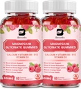 (2 Pack) 600 Mg Glycinátové gumy hořčíku, doplněk hořčíku Komplex hořčíku Malate, Magnesium Citrát & Draslík, Podporuje Night & Joint, Energy Boost, Vegan & 0-Cukr, Malina 120 Počet