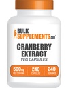 BulkSupplements.com Cranberry Extract Capsules - Brusinkové doplňky pro muže a ženy, bylinný dodatek - Vegan & gluten zdarma, 1 kapsle per Serving (500mg), 240 Počet (Balení po 1)