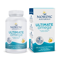 Nordic Naturals Ultimate Omega, Lemon Flavor - 120 Soft Gels - 1280 mg Omega33 - High- potency Fish Oil Supplement with EPA & DHA - Promotes Brain & Heart Health - Non- GMO - 60 Servings