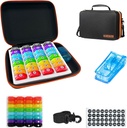 Monthly Pill Organizer 1Time A Day, Pill Organizer Monthly 1Time A Day with 32 Daily Compartments & 1Pill Cutter & 1Travel Case & 1Ramen Straps & 2PCS 31 Days Sticker. Pohodlná násada, BPA- zdarma.