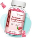 Vysoce absorpční vápníkové gumy, bezcukerné hořčík zinečnaté gumy s vitamínem D3 pro muže a ženy, broskvové ochucené 60 Cts