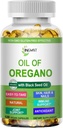 Olej z Oregano Softgels, Organický olej z Oregano s černým semenným olejem pro imunitní podporu trávicí Sezónní Bylin, High Carvacol & Thymoquinone Oregano Oil, Plant based, Non- GMO, 120 Počet