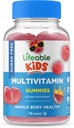 Živý cukr zdarma Multivitamin pro děti - Velký Ochutnávání přírodní příchuť Gummy dodatek - s vitamíny A, C, D, E, Niacin, B6, Folát, B12, Biotin, Pantotenová kyselina, jód, zinek, - 90 Gumies