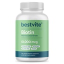 BESTVITE Biotin 10,000mcg (240 Vegetariánských kapslí) - No Stearates - No Dicalcium Fosfát - No umělé sladkosti - No Flavors - No Flow Agents - Vegan - Non GMO - Gluten Free