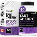 Reew Actives Tart Cherry Extra 500 mg na 2 kapsle - Vysoce potentní antioxidant pro bezplatnou radikální ochranu & Wellness - 60 Easy- to- polykací kapsle - Made in Canada