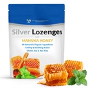 Stříbrné Lozengy s organickým manuka med a vitamín C - All- Natural Nano Silver 45-50mcg 60 PPM koloidní stříbro Minerální kapky na podporu imunitního systému, Sooth, Cool Cough & Throat, 24- Lozenges