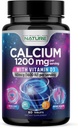 Vápník 1200mg s vitaminem D3 pro nejlepší absorpci - Advanced Bone Support Supplement, 1200 mg vápníku uhličitanu a 1600 IU vitaminu D3, pomalé uvolňování pro imunitní podporu, snadné spolknutí, 60 tablet
