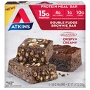 Atkins Double Fudge Brownie Protein Meal Bar, High Fiber, 15g Protein, 1g Sugar, 4g Net Carb, Jídelní náhrada, Keto Friendly