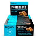 Legion Protein Bar Čokoládové arašídové máslo - 100% syrovátkový protein, pečený tyčinky s prebiotickým vláknem - vysoký protein (20g) Nízký tuk (12g) Nízký cukr (4g), No Soy, gluten - Přírodní příchutí (12 Počet)