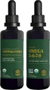 Global Healing Center Ashwagandha & Omega 3 6 7 9 Kit - Pomáhá s nervozitou, zdraví mozku, zdraví srdce a zdraví očí