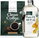 Natural Force Dark Peast Clean Coffee + Organic Pure C8 MCT Oil Bundle - 100% C8 MCTs & Mold & Mycotoxin Free Coffee - Non- GMO, Keto, Paleo, a Vegan - 12 Oz a 32 Oz