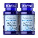 Puritan je Pride Premium Ultra Mega Biotin 10,000mcg, Dietní dodatek pro zdravé vlasy, kůže, hřebíky, a energie metabolismus podpora, 100 den dodávky, 50 Rychlé uvolnění Softbels, 2 balení