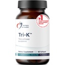 Designy pro zdraví TRI-K - Tři formy vitaminu K + GG, doplněk vysoké potence - 2000mcg vitaminu K1, 500mcg K2 MK-4 - Non- GMO + gluten zdarma (60 Softgels)