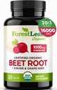 ForestLeaf Organic Beet Root Kapsle - Beetroot dodatek 16000mg Síla 20: 1 Extract Pills w / Ginger Grape Seed CLAS124; Podpora krevního tlaku, Oxid dusičný, Flow, Circulation CLAS124; Beets Powder - 120 Caps