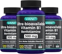 2 v 1 Vylepšený vzorec: Vitamin B1 s Benfotiamin 500mg, Tuk Rozpustný doplněk vitaminu B-1, 500 mg - 120 Kapsle (3)