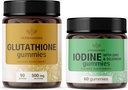 HERBAMAMA Glutathione a jód Kit - Bundle 500 mg redukované L- Glutathione & Draslík Jod Gummies - Vegan, Non- GMO, Gelatin- Free - 2 Pack